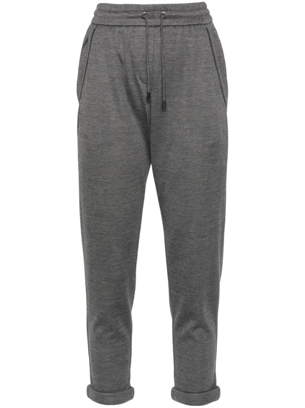 Brunello Cucinelli Grey Silk-Blend Tailored Trousers Grey
