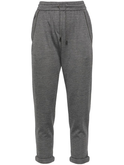 Brunello Cucinelli Grey Silk-Blend Tailored Trousers Grey