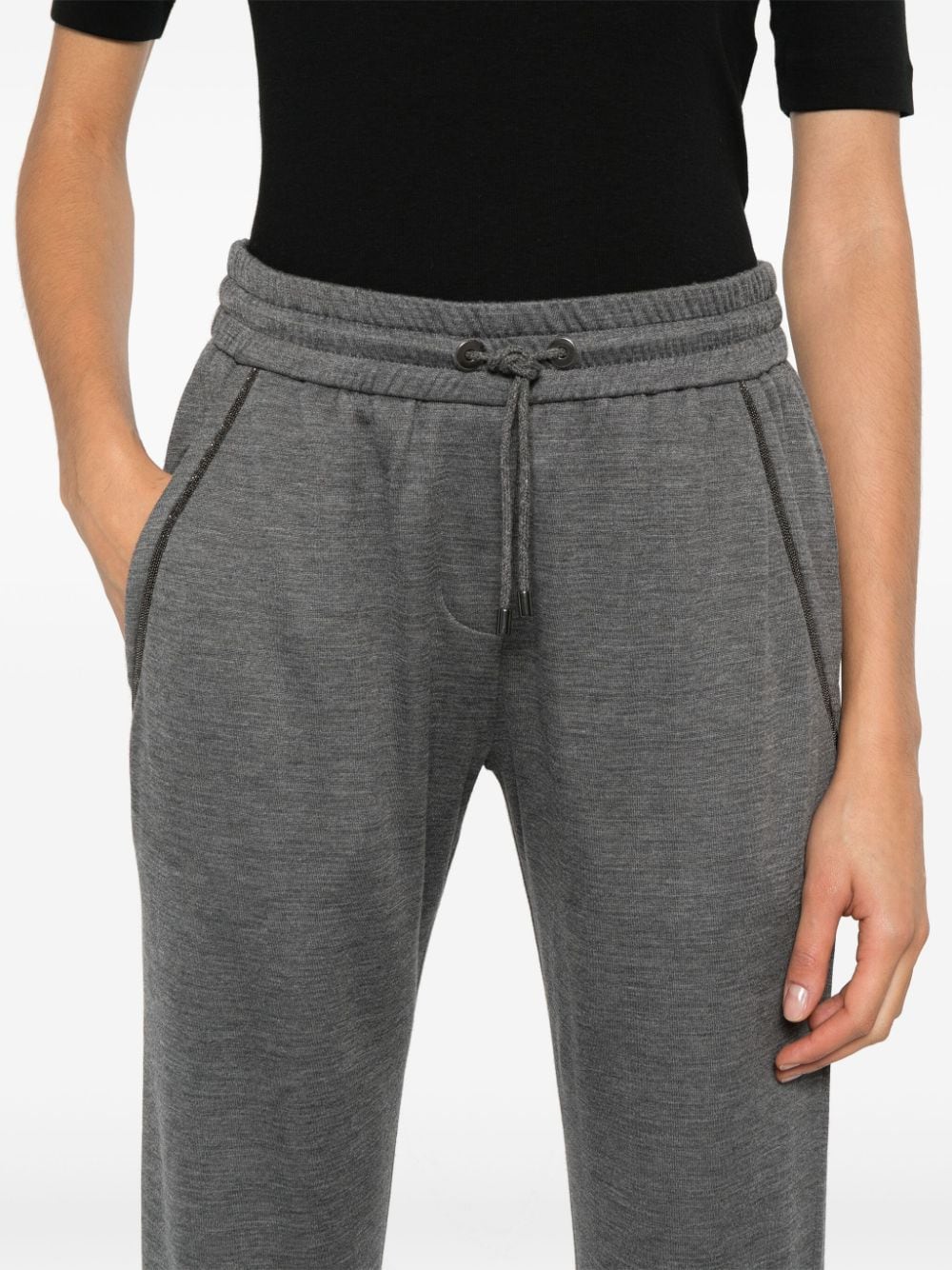Brunello Cucinelli Grey Silk-Blend Tailored Trousers Grey