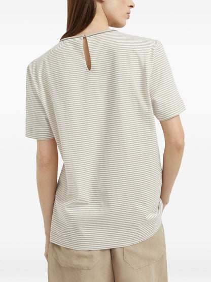 Brunello Cucinelli Cotton Jersey T-Shirt with Shiny Details Beige