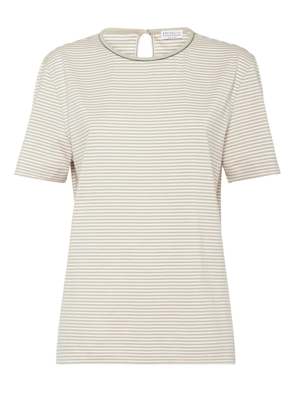 Brunello Cucinelli Cotton Jersey T-Shirt with Shiny Details Beige