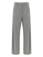 Brunello Cucinelli High-Rise Tailored Cotton-Blend Trousers Grey
