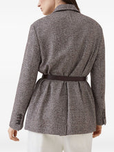 Brunello Cucinelli Wool-Alpaca Brown Belted Blazer with Notch Lapels Brown