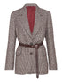 Brunello Cucinelli Wool-Alpaca Brown Belted Blazer with Notch Lapels Brown