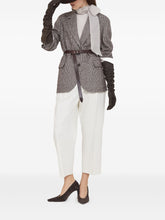Brunello Cucinelli Wool-Alpaca Brown Belted Blazer with Notch Lapels Brown