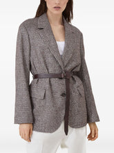 Brunello Cucinelli Wool-Alpaca Brown Belted Blazer with Notch Lapels Brown