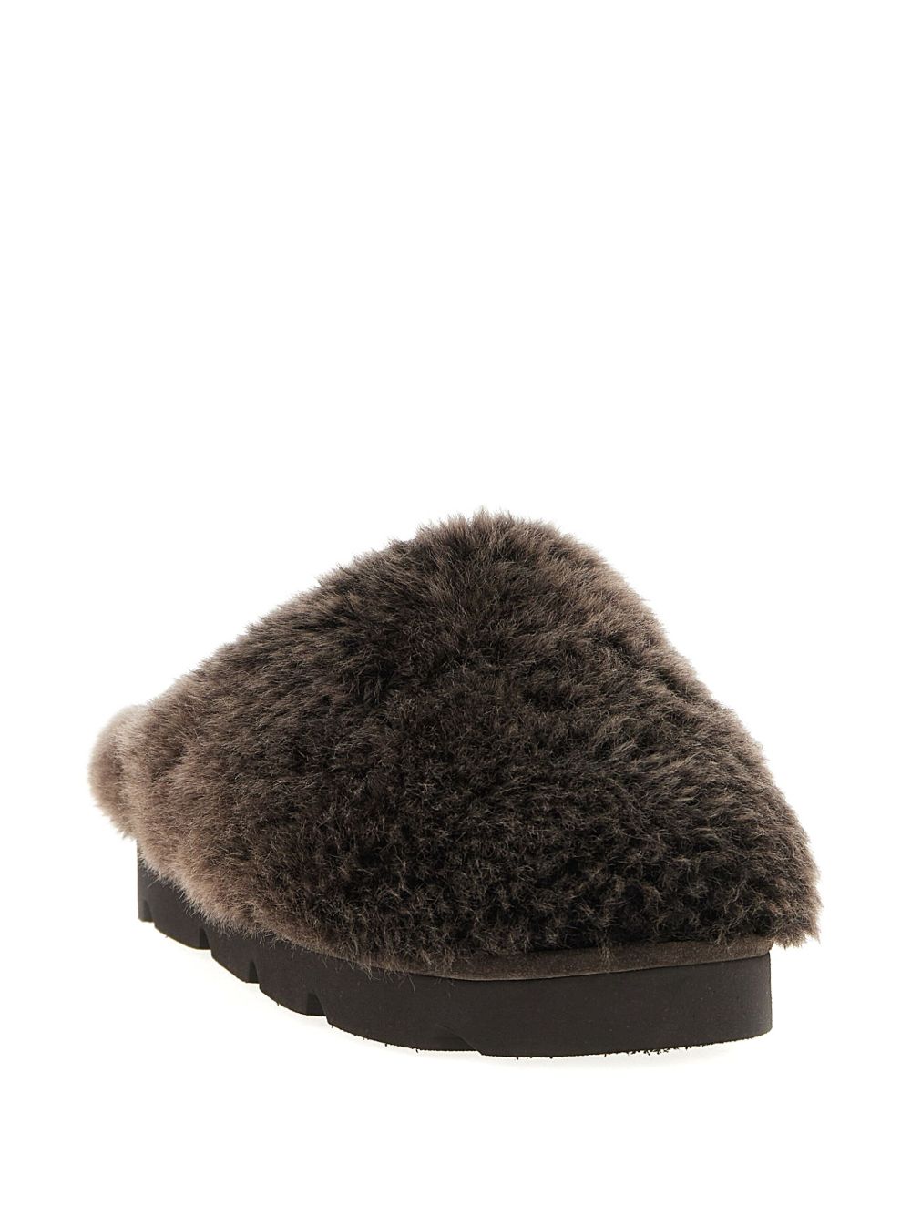 Brunello Cucinelli Shearling Monili Fur Slip-On Sandals Brown brown