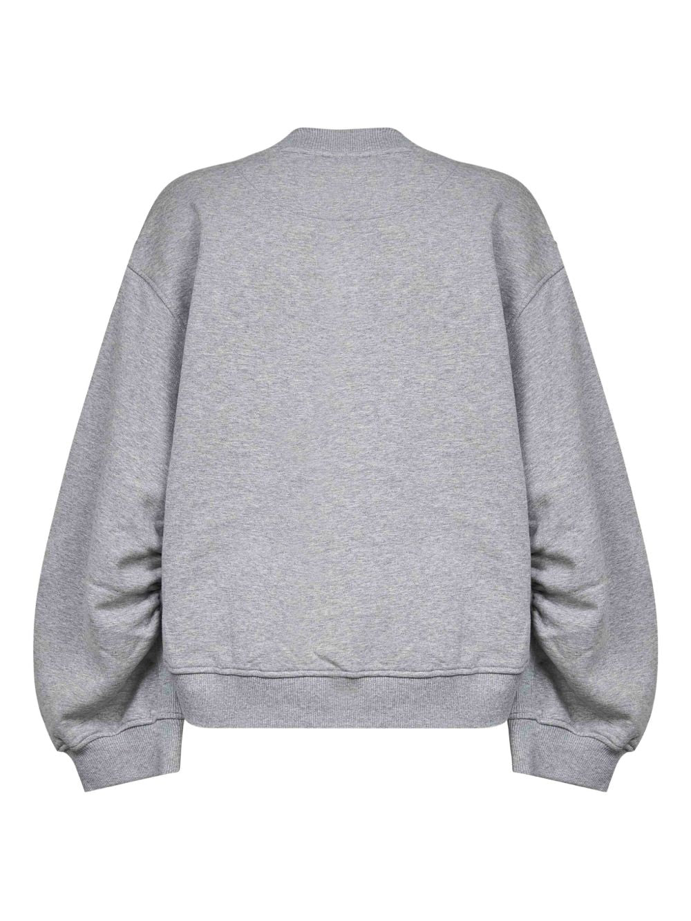 The Attico V-Neck Gathered Cotton Sweatshirt Light Grey