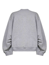 The Attico V-Neck Gathered Cotton Sweatshirt Light Grey