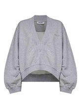 The Attico V-Neck Gathered Cotton Sweatshirt Light Grey