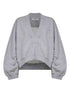 The Attico V-Neck Gathered Cotton Sweatshirt Light Grey