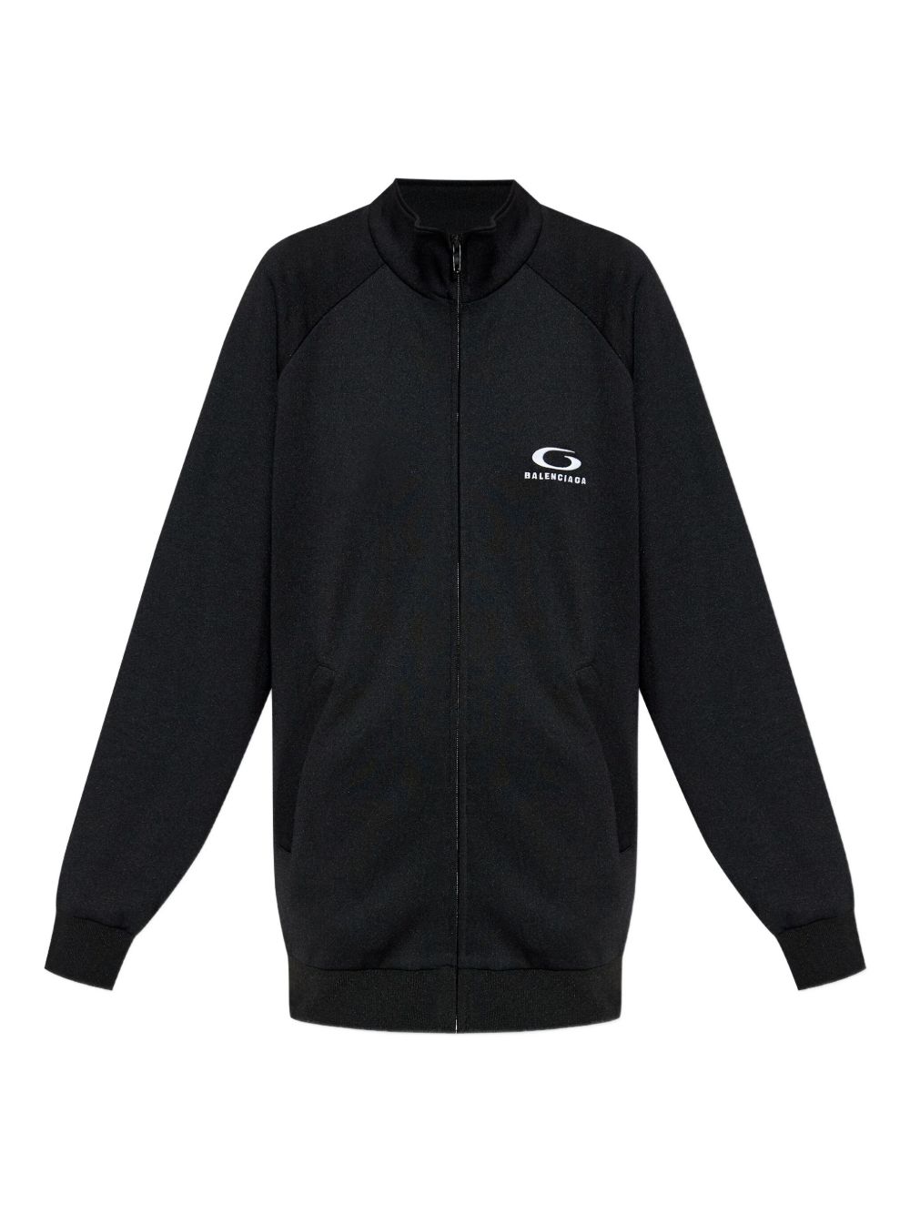 Balenciaga Logo-Print Zip-Up Cotton Sweatshirt Black