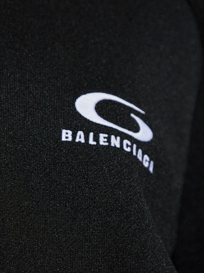 Balenciaga Logo-Print Zip-Up Cotton Sweatshirt Black