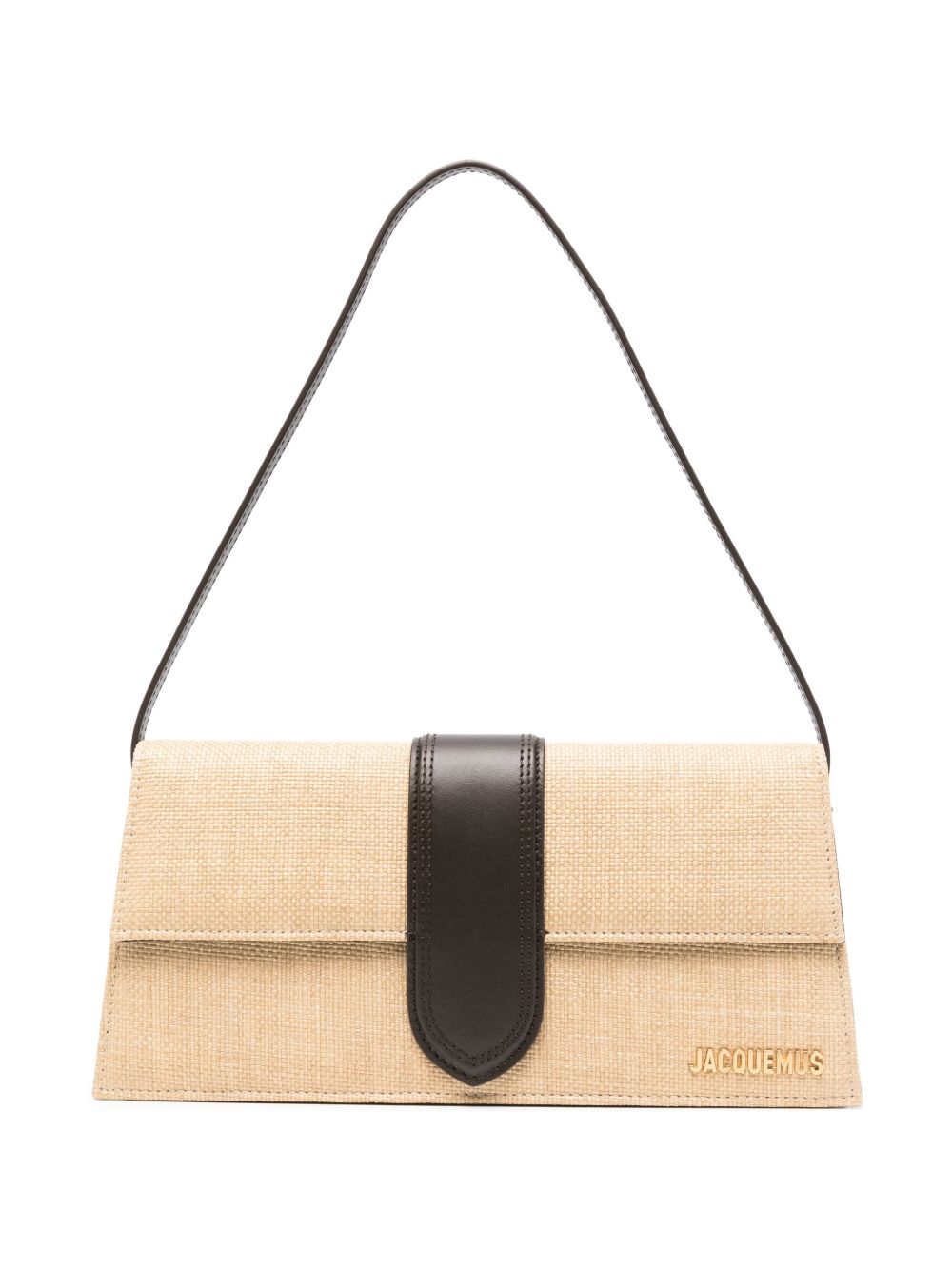 jacquemus the long bambino raffia-effect shoulder bag beige