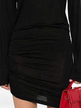 Jacquemus La Robe Spallina Asymmetric High-Neck Mini Dress Black