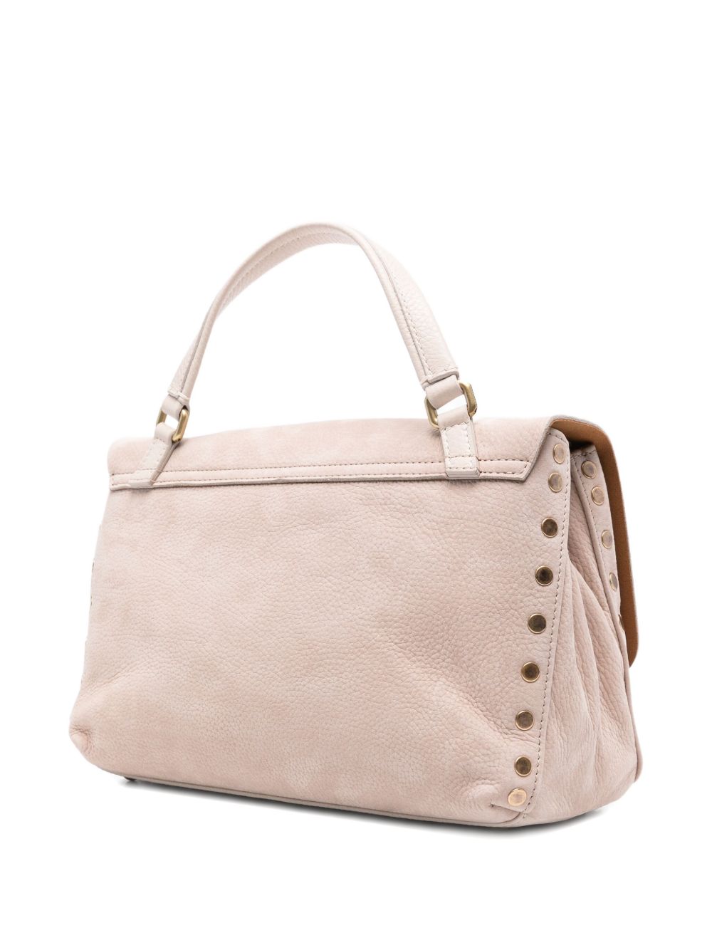 Zanellato Baby Postina Double-Clasp Studded Calf Leather Tote Bag Beige