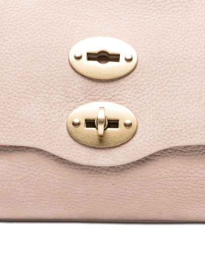 Zanellato Baby Postina Double-Clasp Studded Calf Leather Tote Bag Beige