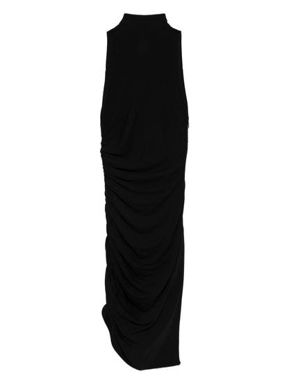 Jacquemus La Robe Piazza Courte Ruched High-Neck Mini Dress Black