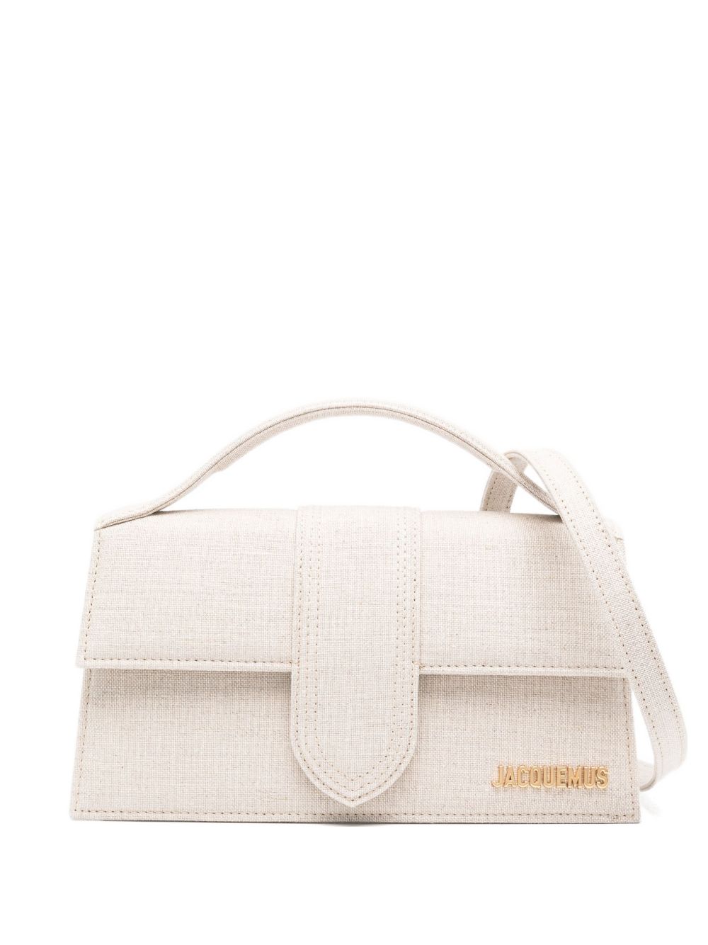 Jacquemus The Big Child Greige Leather Shoulder Bag with Flap Beige