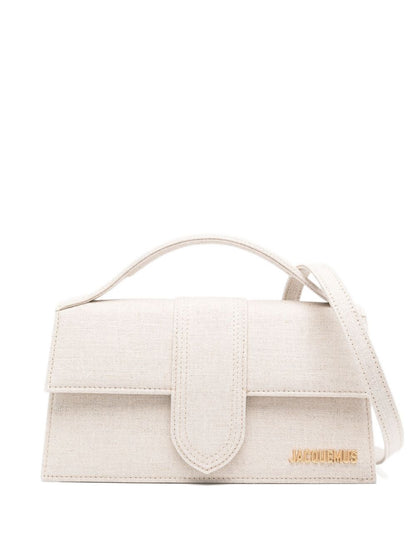 Jacquemus The Big Child Greige Leather Shoulder Bag with Flap Beige