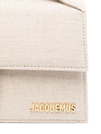 Jacquemus The Big Child Greige Leather Shoulder Bag with Flap Beige