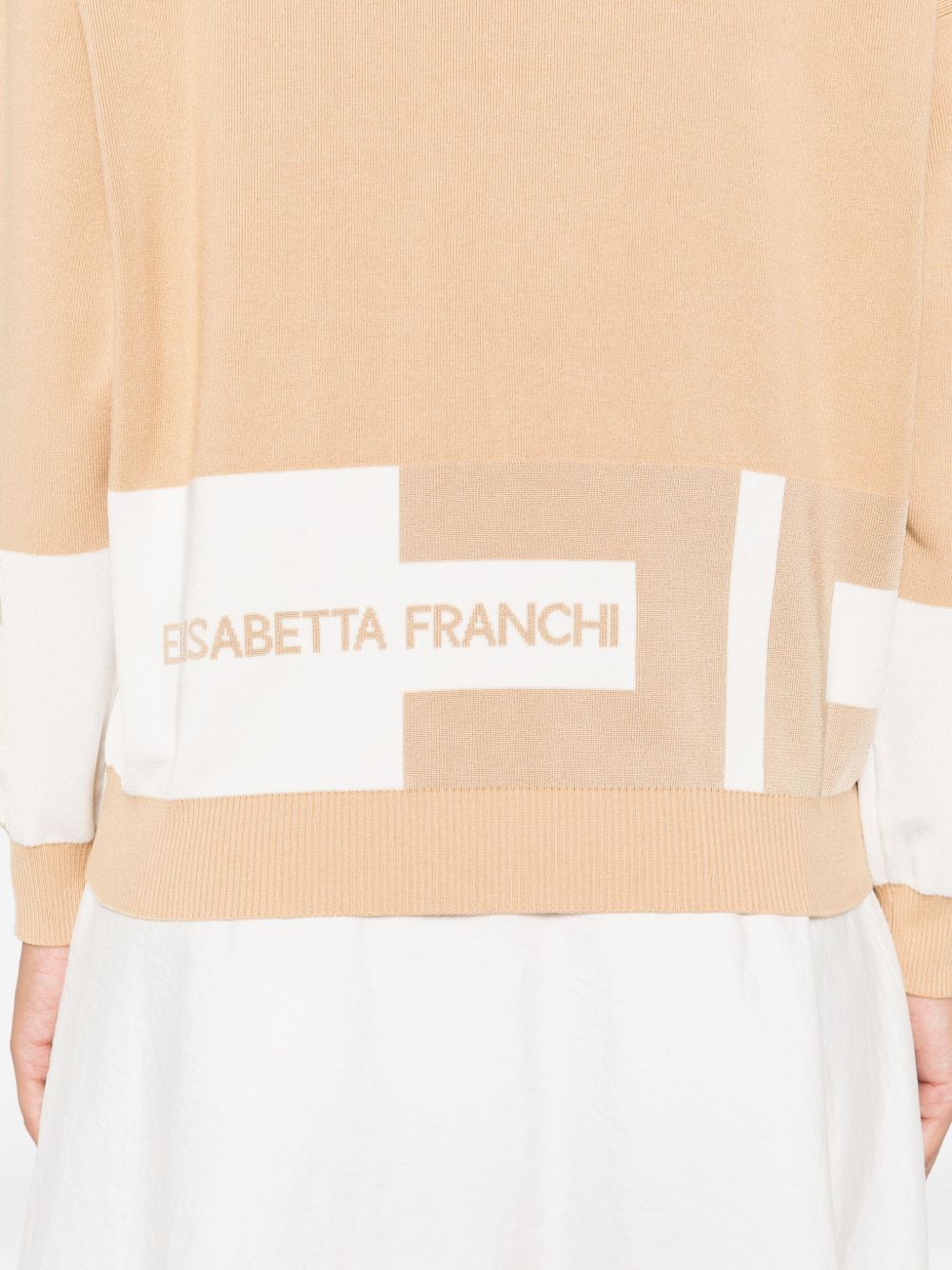 Elisabetta Franchi Silk-Blend Crewneck Sweater Beige