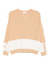 Elisabetta Franchi Silk-Blend Crewneck Sweater Beige
