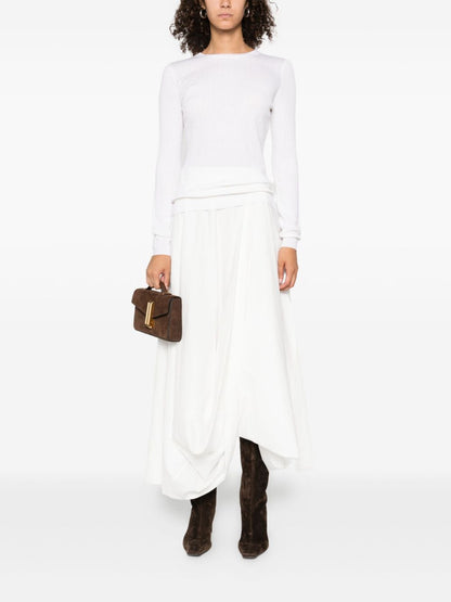 Elisabetta Franchi Crewneck Wool-Blend Sweater Ivory Ivory