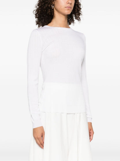 Elisabetta Franchi Crewneck Wool-Blend Sweater Ivory Ivory