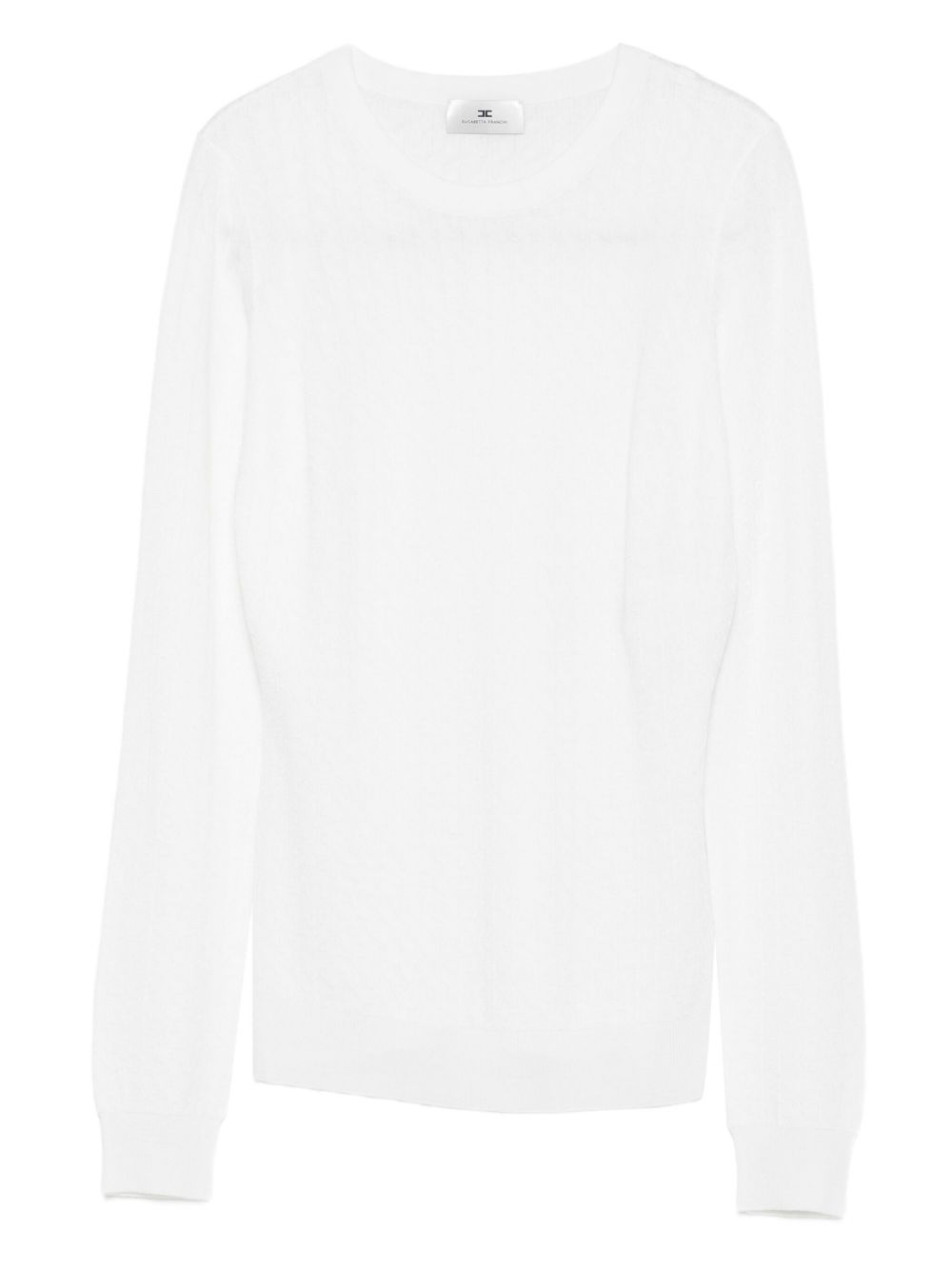Elisabetta Franchi Crewneck Wool-Blend Sweater Ivory Ivory