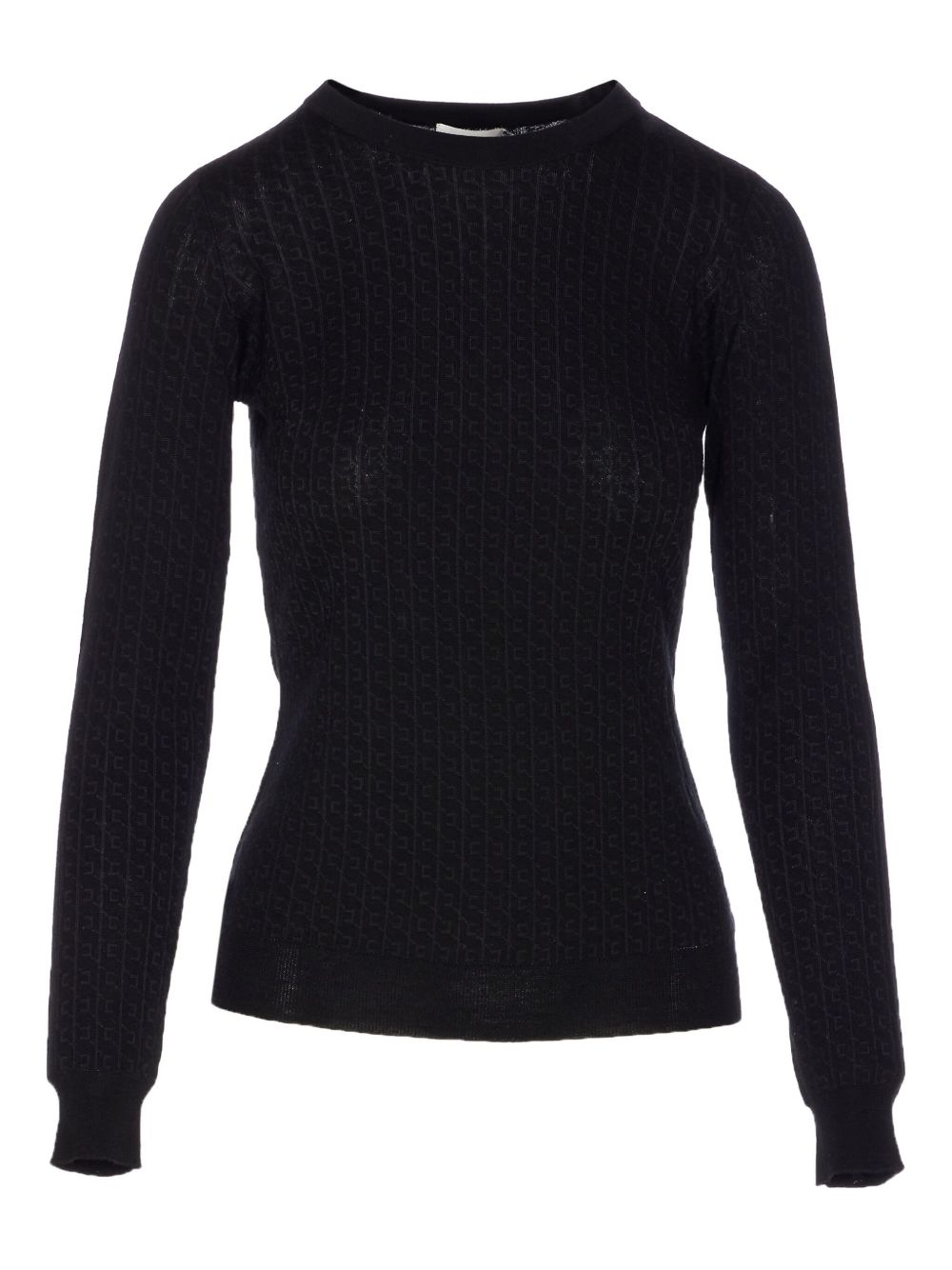 Elisabetta Franchi Silk Wool Blend Crewneck Sweater Black