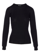 Elisabetta Franchi Silk Wool Blend Crewneck Sweater Black