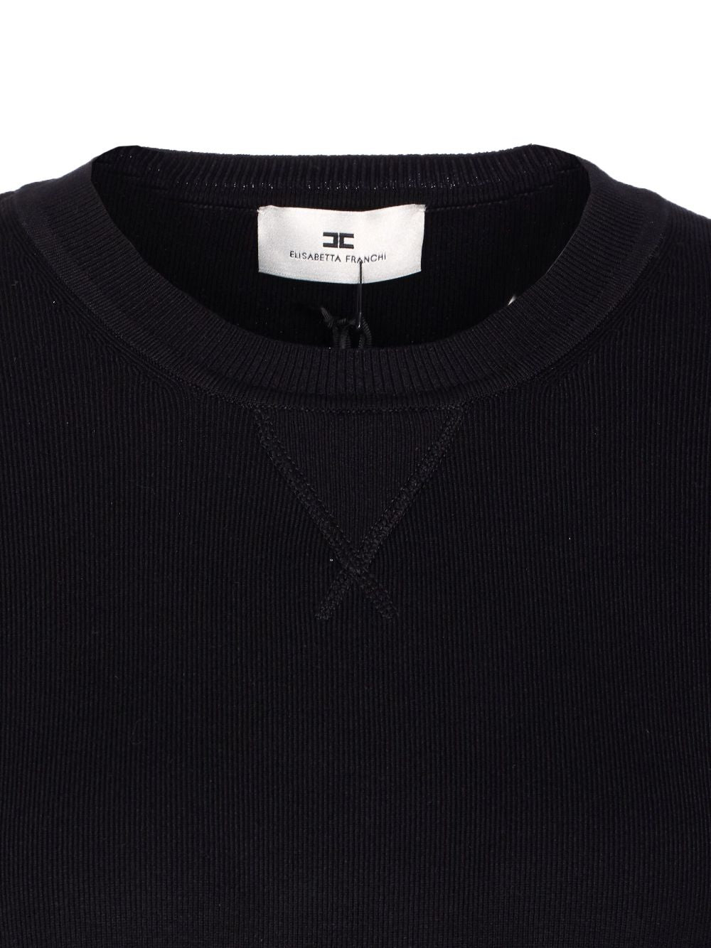 Elisabetta Franchi Silk-Blend Crewneck Sweater Black black