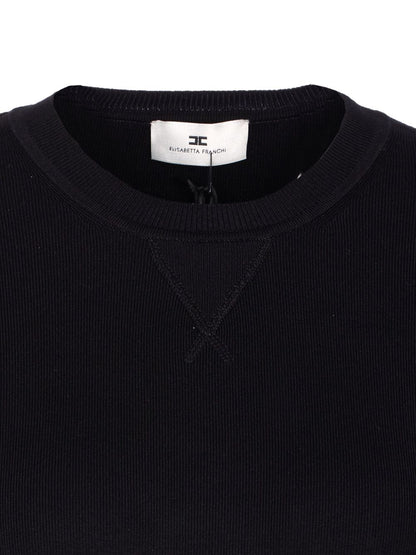 Elisabetta Franchi Silk-Blend Crewneck Sweater Black black