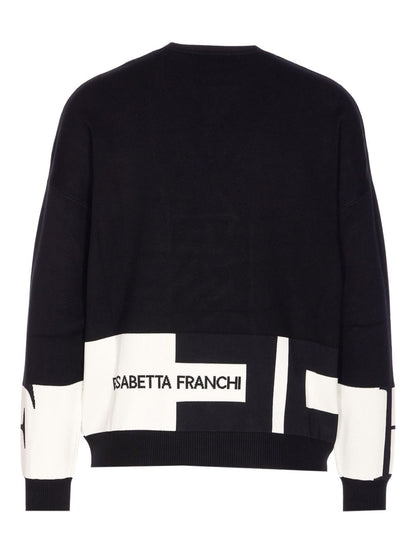 Elisabetta Franchi Silk-Blend Crewneck Sweater Black black