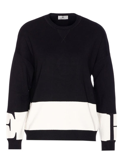 Elisabetta Franchi Silk-Blend Crewneck Sweater Black black