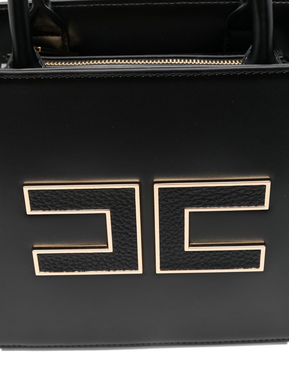 Elisabetta Franchi Small Black Silk and Nylon Tote Handbag Black