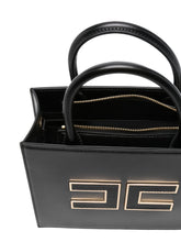 Elisabetta Franchi Small Black Silk and Nylon Tote Handbag Black