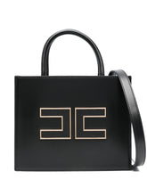 Elisabetta Franchi Small Black Silk and Nylon Tote Handbag Black