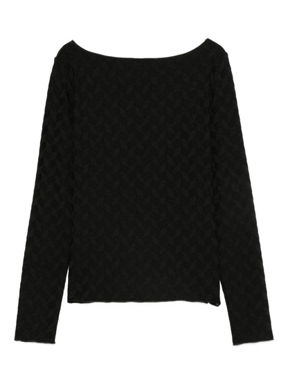emporio armani jacquard jersey geometric sweater black