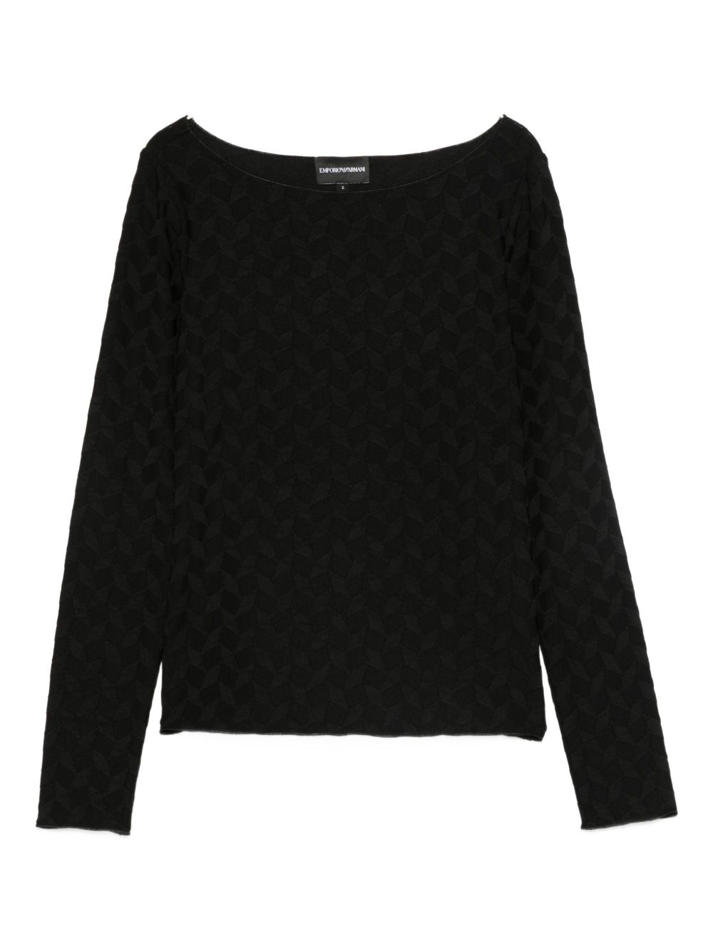 emporio armani jacquard jersey geometric sweater black