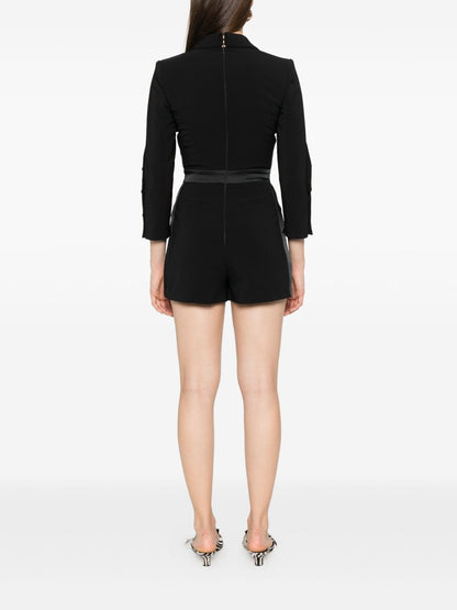Elisabetta Franchi Double-Breasted Black Short Jumpsuit with Peak Lapels Black