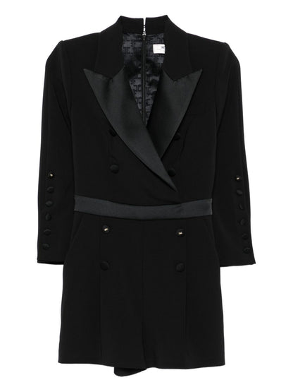 Elisabetta Franchi Double-Breasted Black Short Jumpsuit with Peak Lapels Black