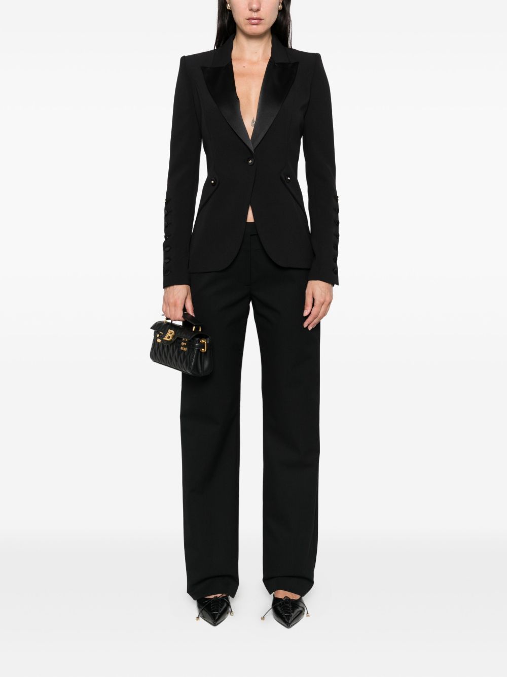 Elisabetta Franchi Single-Breasted Peak Lapel Jacket Black Black