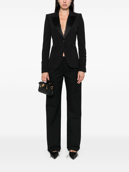 Elisabetta Franchi Single-Breasted Peak Lapel Jacket Black Black
