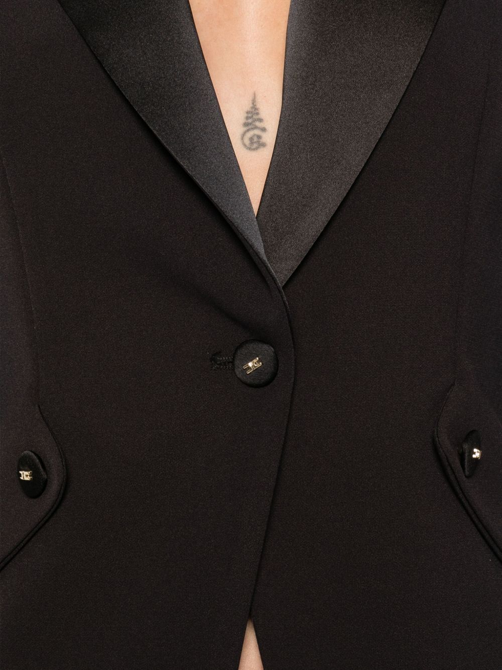 Elisabetta Franchi Single-Breasted Peak Lapel Jacket Black Black