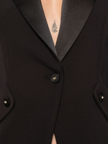 Elisabetta Franchi Single-Breasted Peak Lapel Jacket Black Black