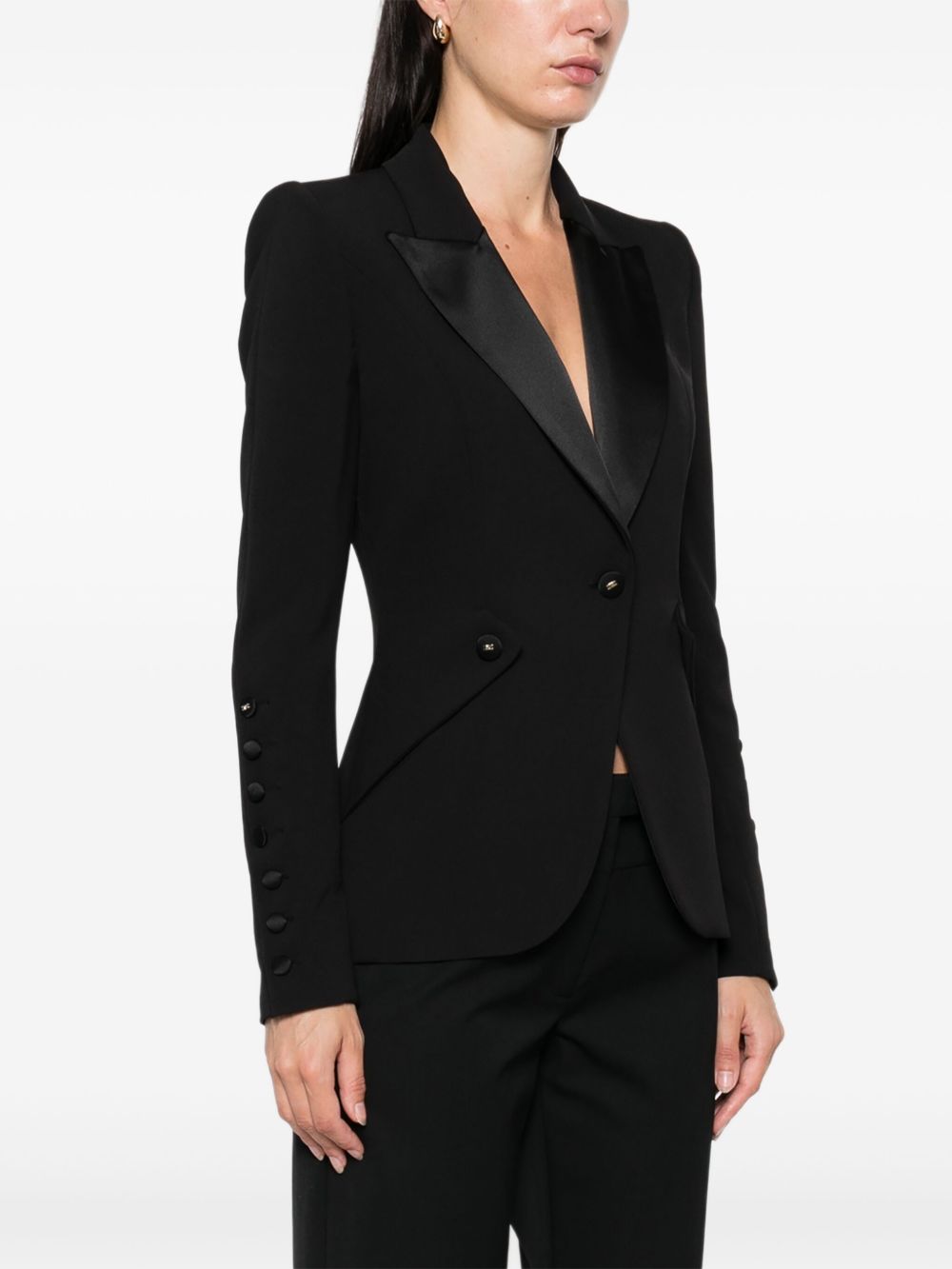 Elisabetta Franchi Single-Breasted Peak Lapel Jacket Black Black