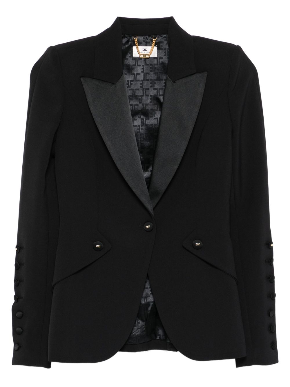 Elisabetta Franchi Single-Breasted Peak Lapel Jacket Black Black