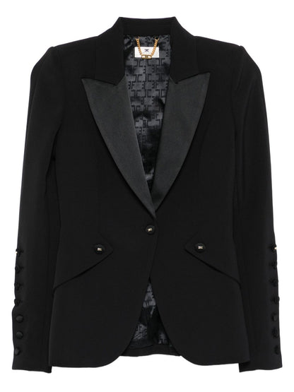 Elisabetta Franchi Single-Breasted Peak Lapel Jacket Black Black
